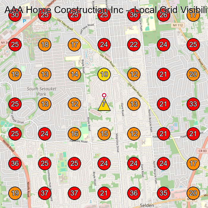 AAA Home Construction Inc GeoGrid visibility map for Life Insurance Agency in Port Jefferson Station